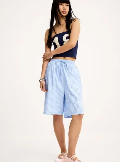 Striped poplin Bermuda shorts