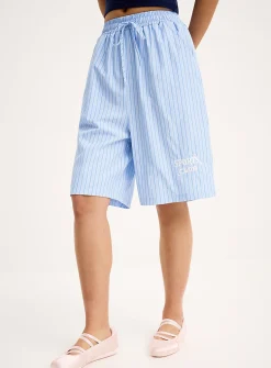 Striped poplin Bermuda shorts