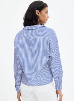 Striped poplin boxy-fit blouse