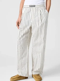 Striped poplin pyjama-style pant