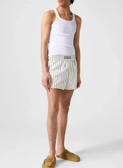 Striped poplin pyjama-style shorts