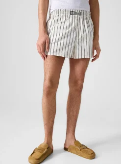 Striped poplin pyjama-style shorts