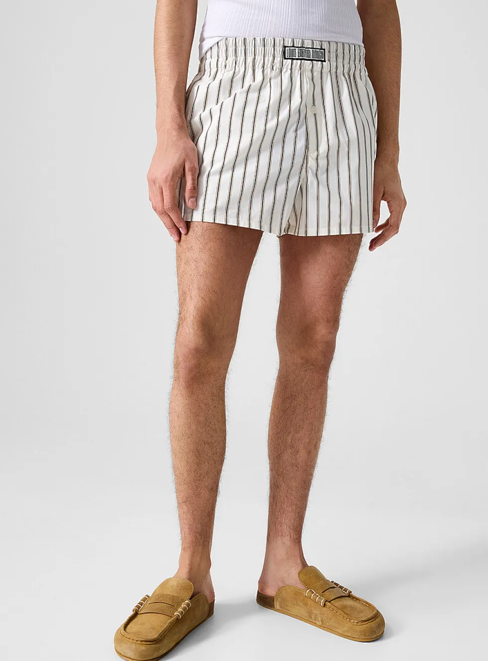 Striped poplin pyjama-style shorts