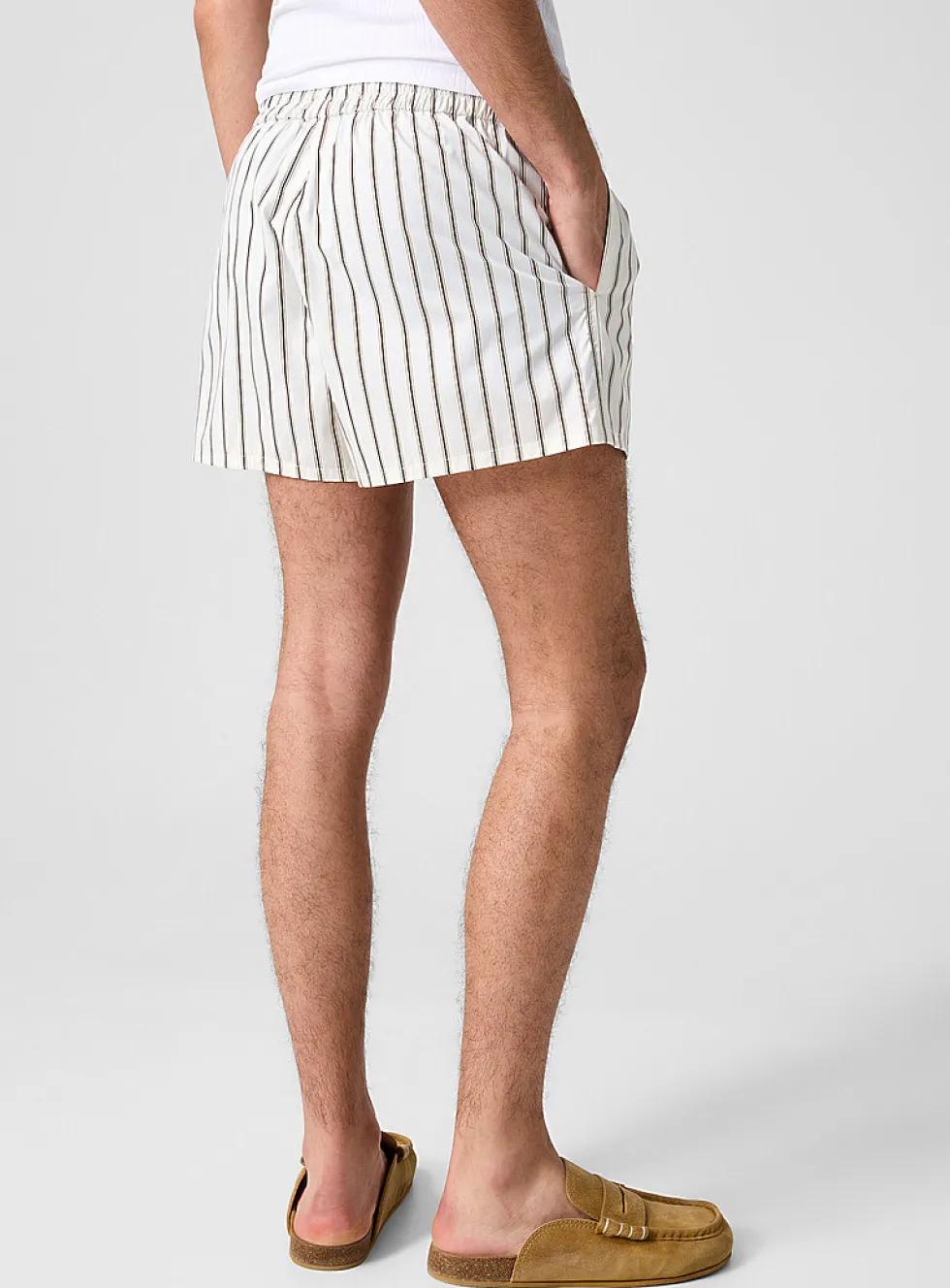 Striped poplin pyjama-style shorts