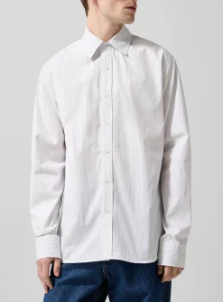 Striped poplin shirt