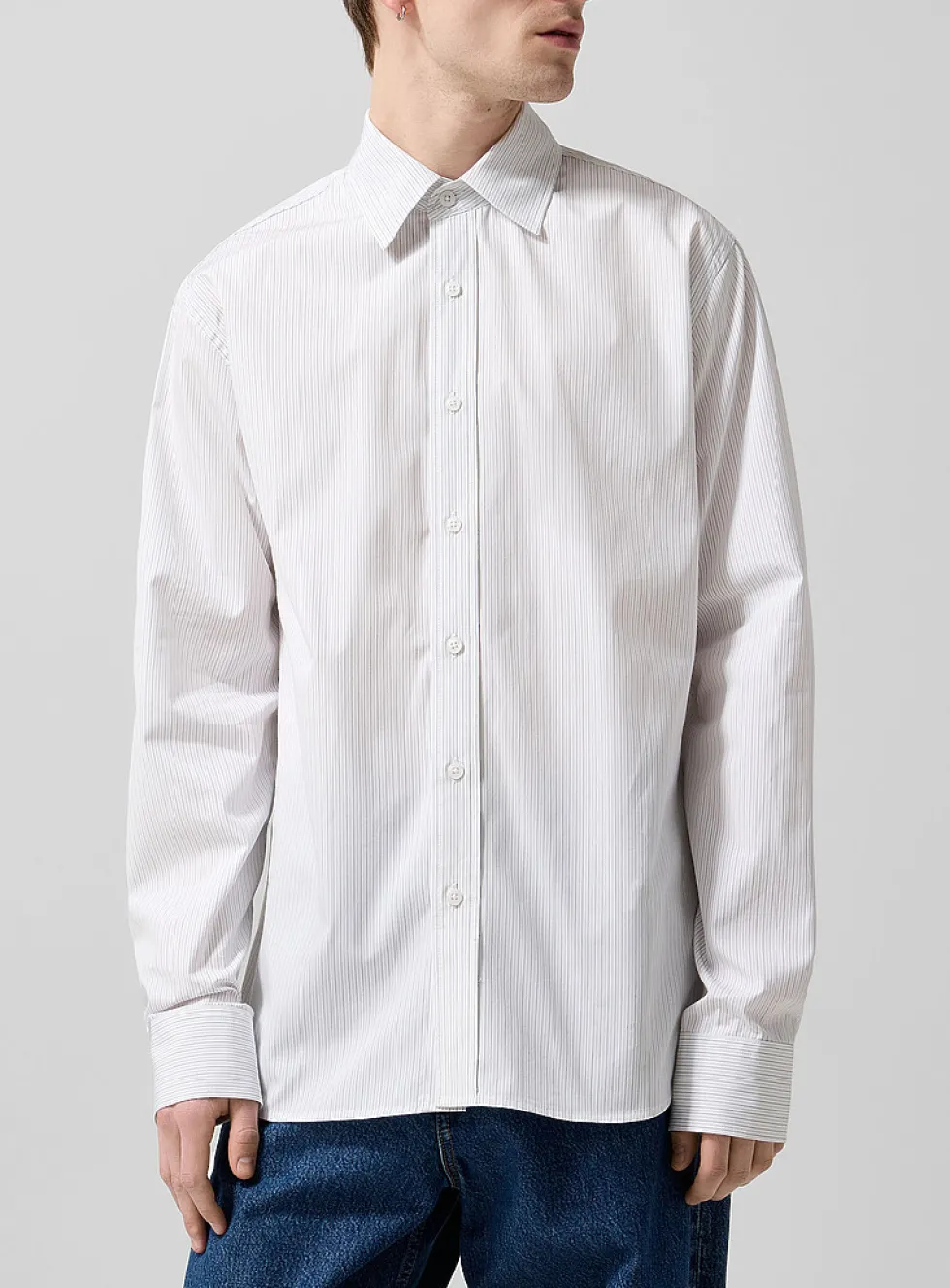 Striped poplin shirt