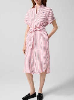 Striped pure linen shirtdress