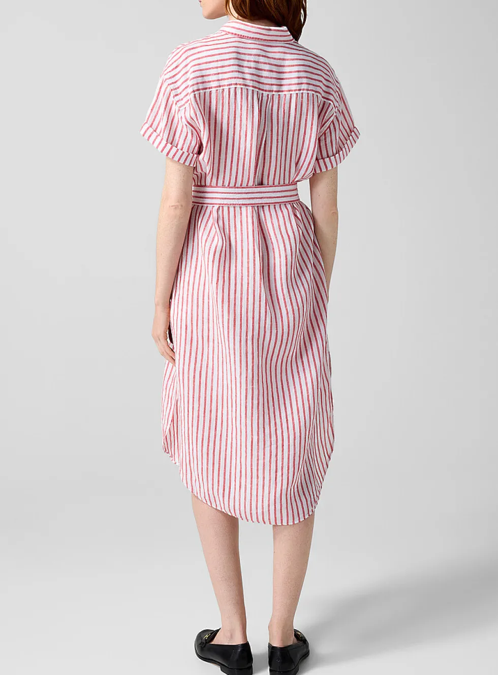 Striped pure linen shirtdress