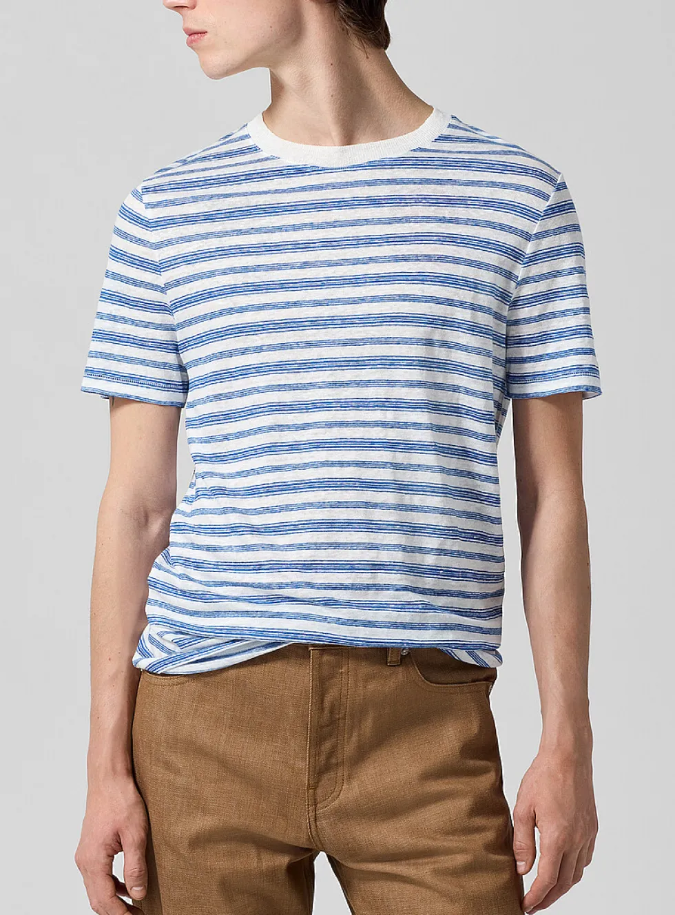 Striped pure linen t-shirt