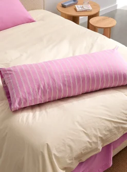 Striped pure organic cotton percale pillow sham