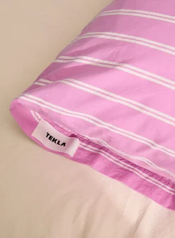 Striped pure organic cotton percale pillow sham