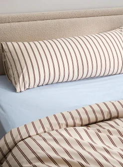 Striped pure organic cotton percale pillow sham