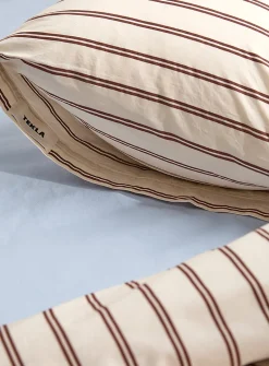 Striped pure organic cotton percale pillow sham