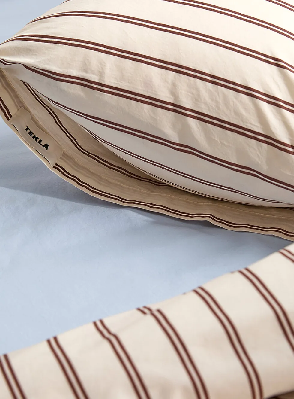 Striped pure organic cotton percale pillow sham