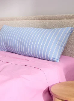 Striped pure organic cotton percale pillow sham