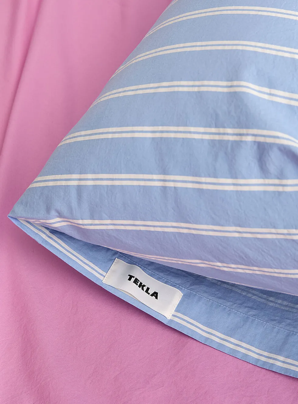 Striped pure organic cotton percale pillow sham