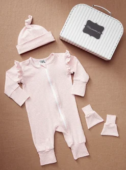 Striped pyjama birth gift set