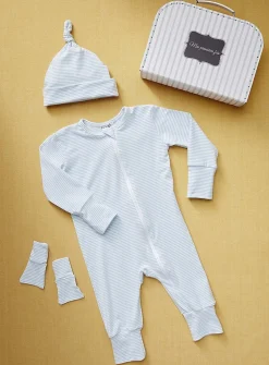 Striped pyjama birth gift set
