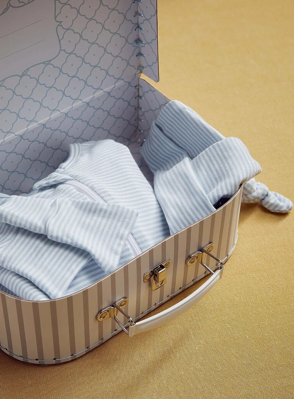 Striped pyjama birth gift set