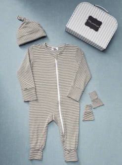 Striped pyjama birth gift set