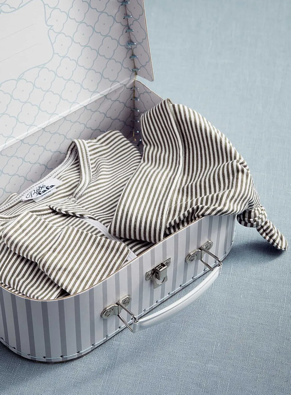 Striped pyjama birth gift set