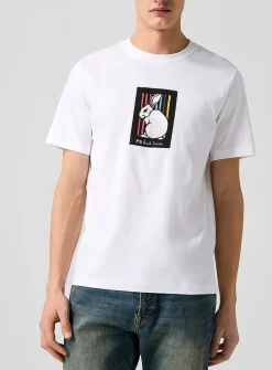 Striped rabbit print T-shirt