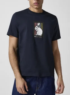 Striped rabbit print T-shirt