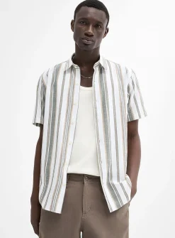 Striped raw-fabric shirt