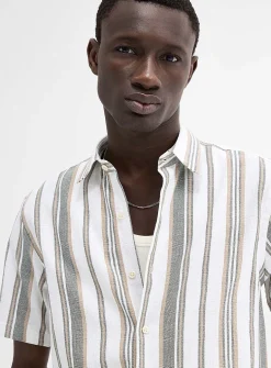 Striped raw-fabric shirt