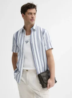 Striped raw-fabric shirt