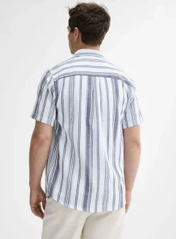 Striped raw-fabric shirt
