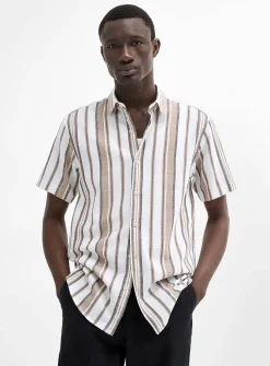 Striped raw-fabric shirt