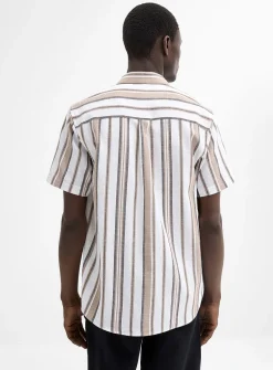 Striped raw-fabric shirt