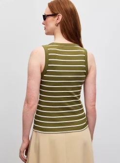 Striped ribbed fitted cami