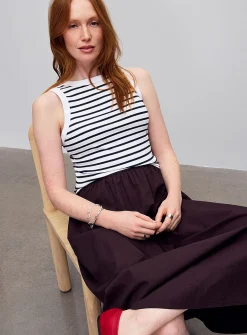 Striped ribbed fitted cami