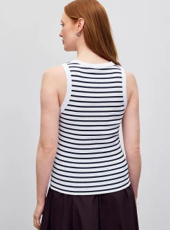 Striped ribbed fitted cami