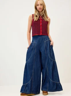 Striped ribbed knit vest