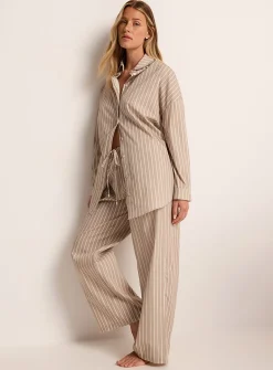 Striped sand poplin pyjama pant