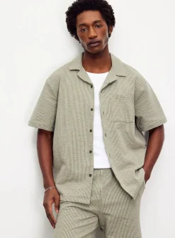Striped seersucker jersey shirt