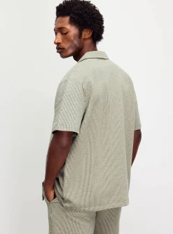 Striped seersucker jersey shirt