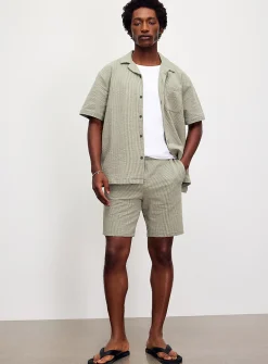 Striped seersucker jersey Bermudas