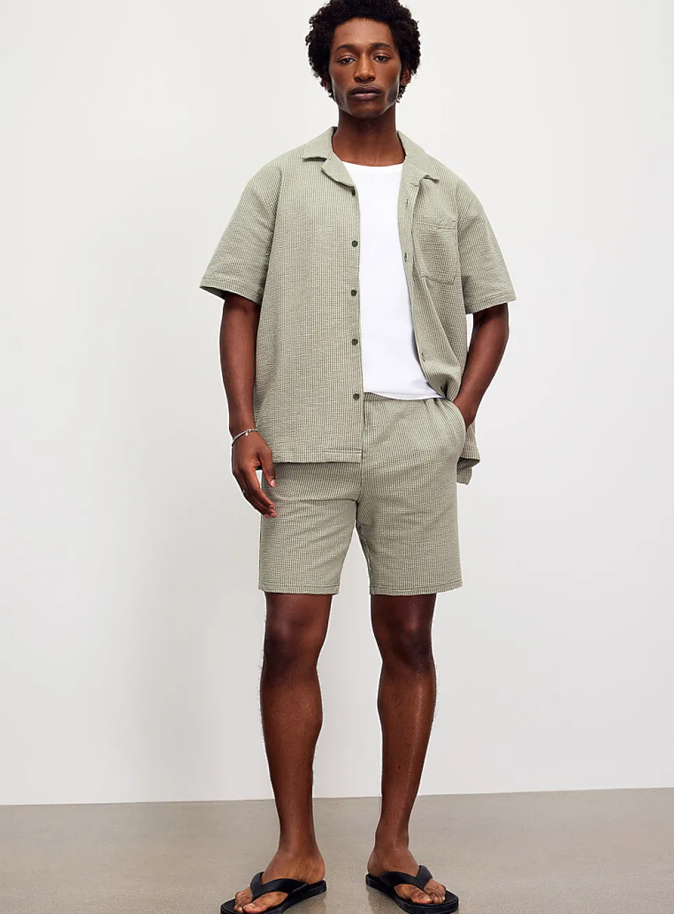 Striped seersucker jersey Bermudas