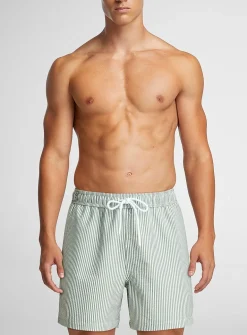 Striped seersucker swim short