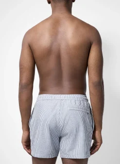 Striped seersucker swim short