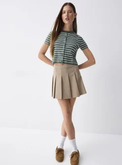 Striped short-sleeve cardigan