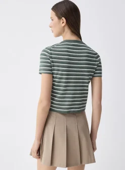 Striped short-sleeve cardigan
