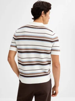 Striped textured knit polo