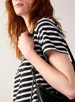Striped textured knit sweater