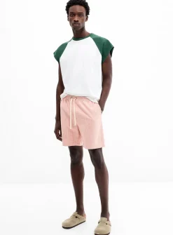 Striped textured twill short