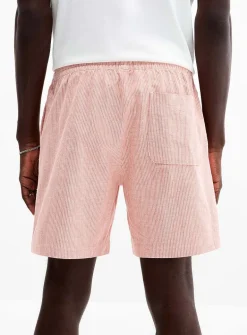 Striped textured twill short